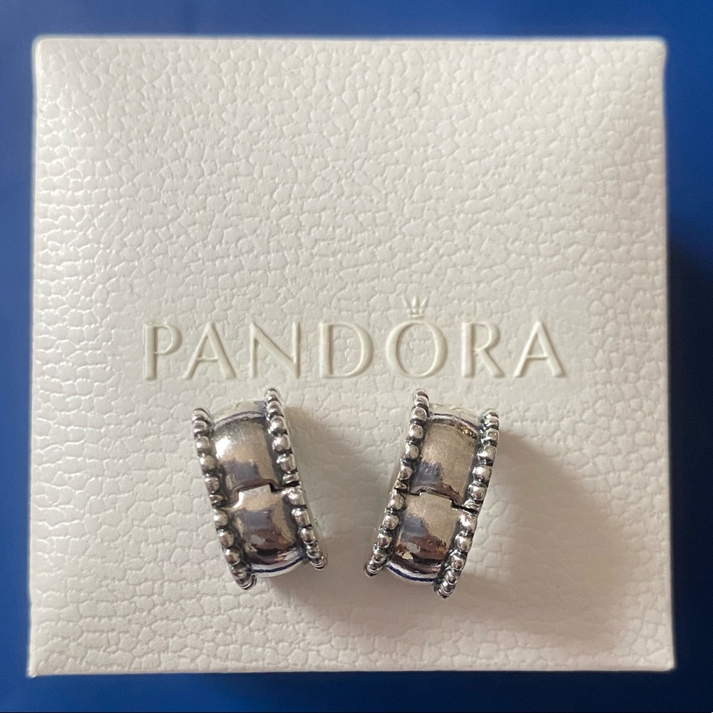 Pandora Silver Beaded Edge clip charms